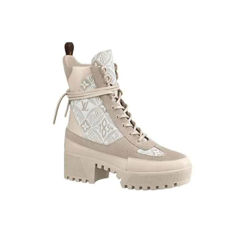 LOUIS VUITTON Laureate Ankle Boots Women's Beige-1