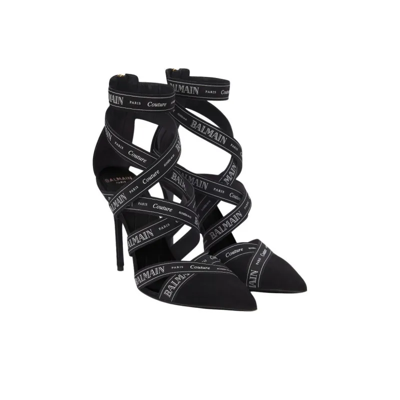 BALMAIN Couture Ribbon Crossover Strap Pumps-2