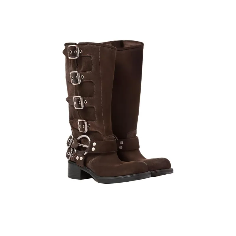 MIU MIU Buckle detail Block heel Boots-2
