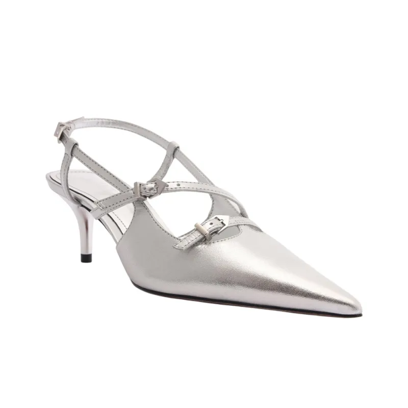 Schutz Stacy Slim Heel High Heels 6.3cm Women's Silver-2