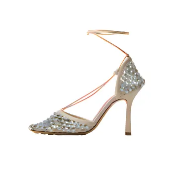 Bottega Veneta Stretch Slim Heel Stylish Sandal 9cm Women's Silver
