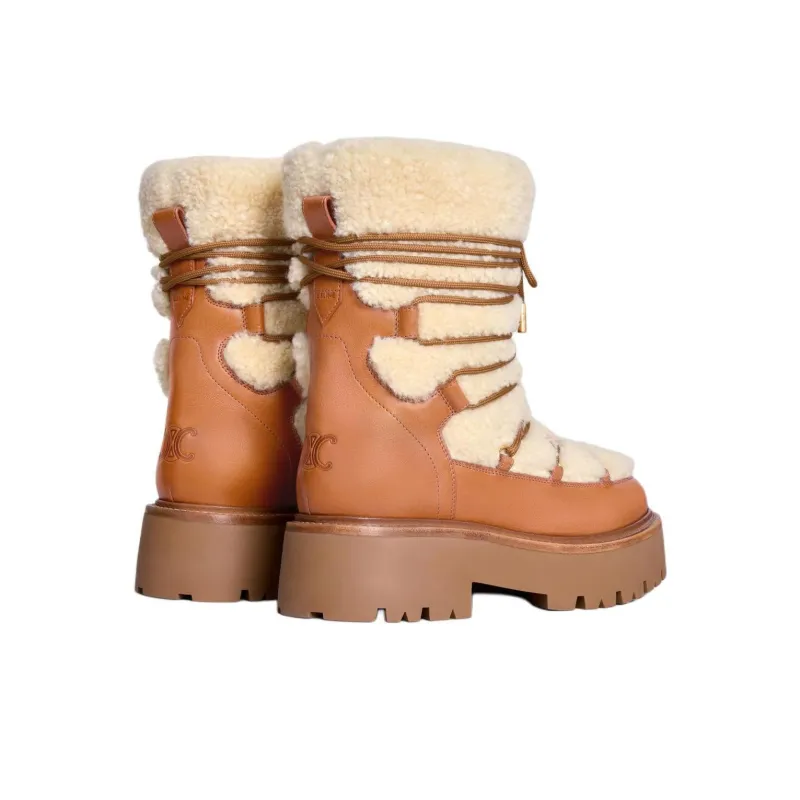 CELINE Bulky Ankle Boots Women's Tan-3