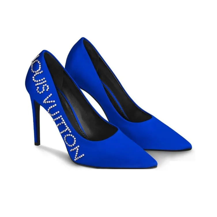 LOUIS VUITTON Call Back Slim Heel High Heels 10.5cm Women's Blue-3