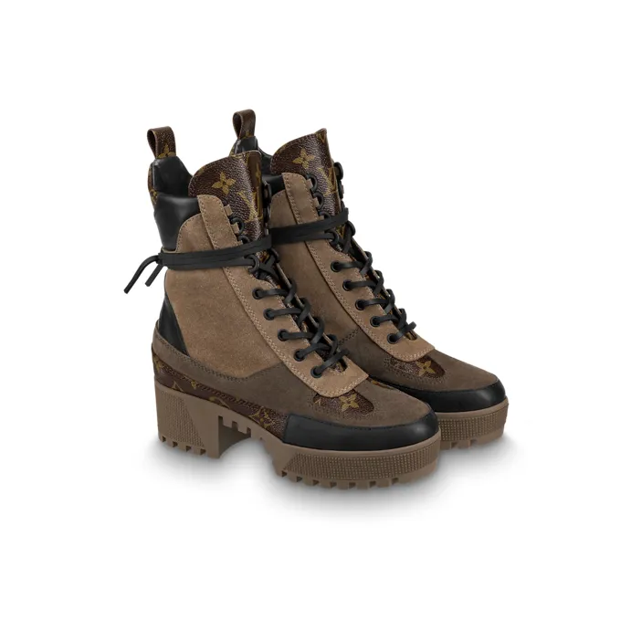 LOUIS VUITTON Laureate Ankle Boots Women's Brown-2