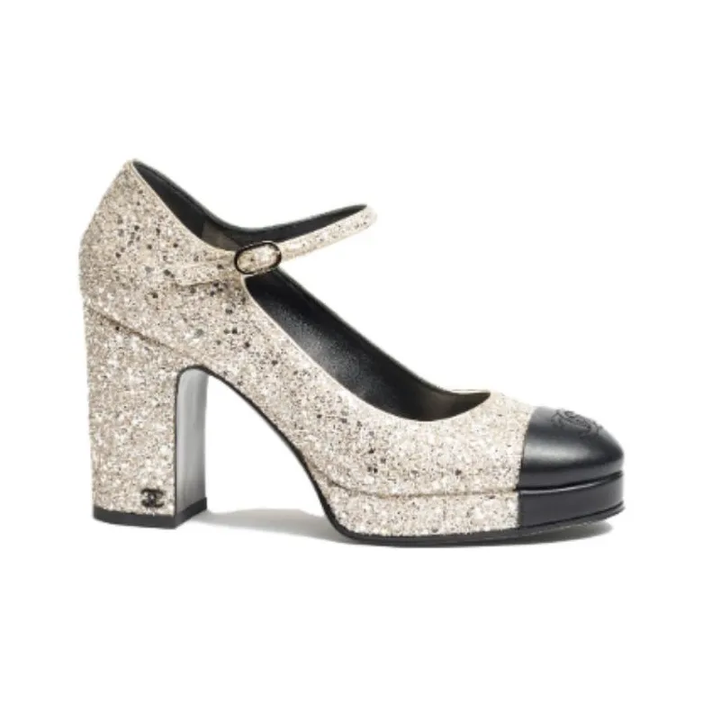 CHANEL Chunky Heel High Heels Women's Black-1