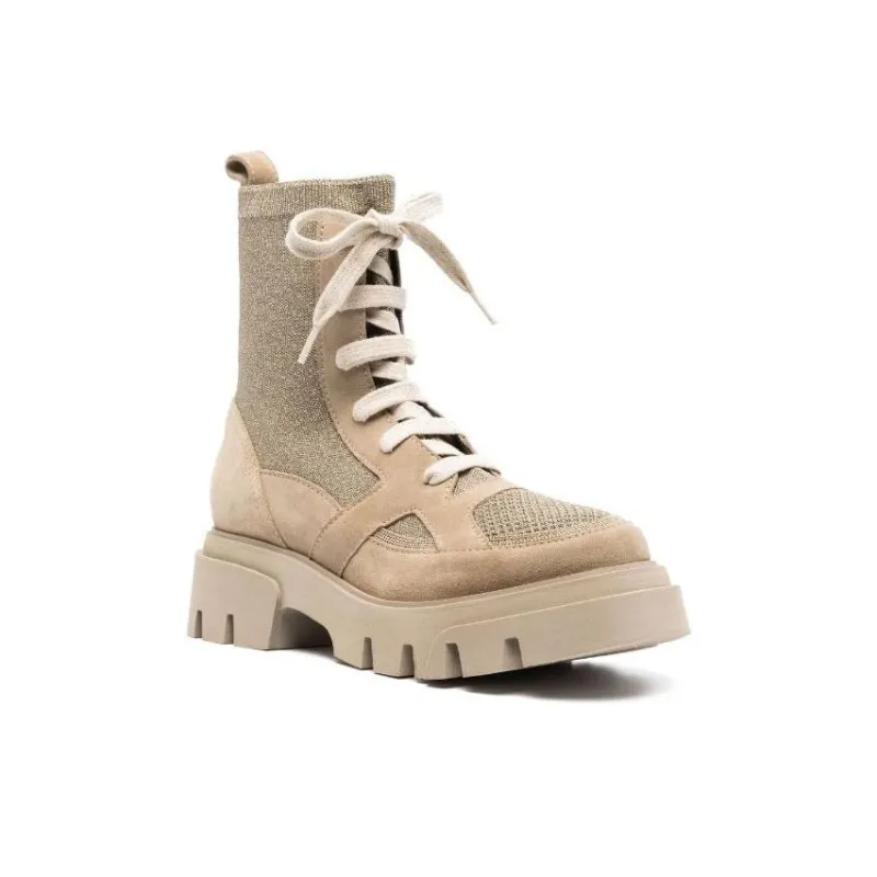 Brunello Cucinelli Round-Toe Lace-Up Ankle Boots Women's-2