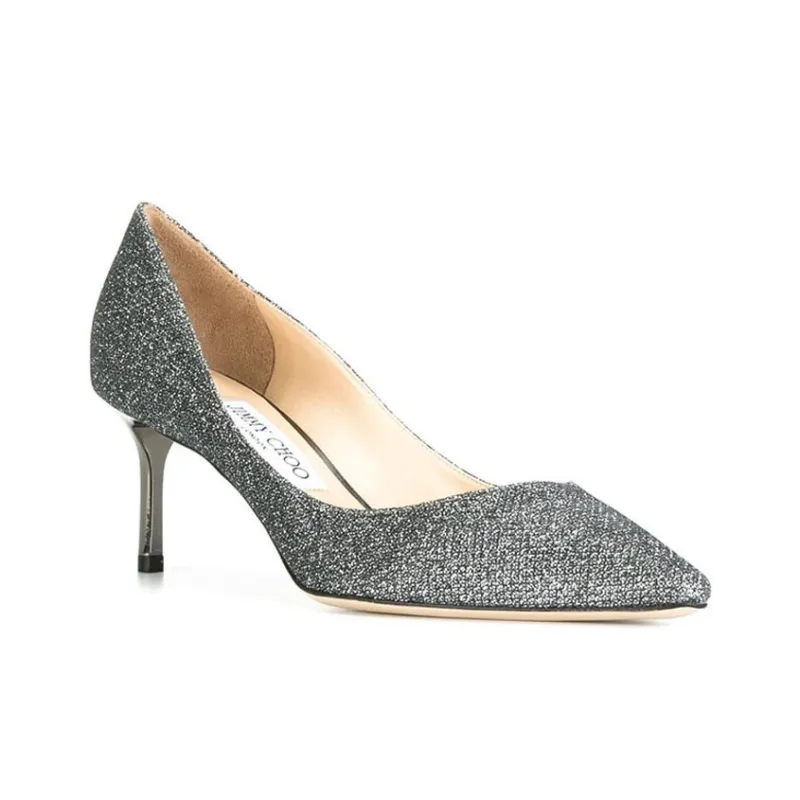Jimmy Choo ROMY Slim Heel High Heels 6cm Women's Gray-3