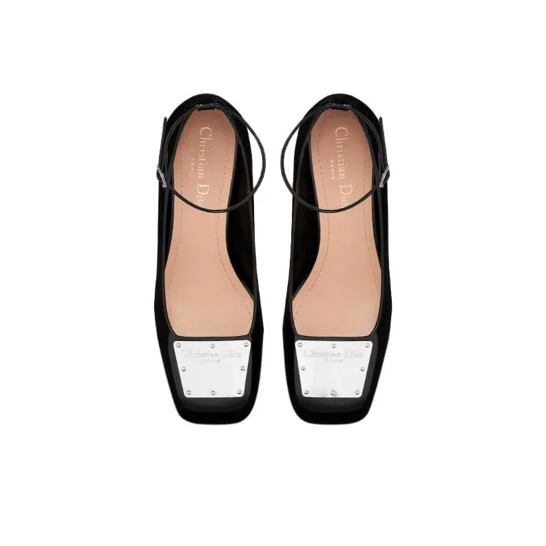 DIOR La Parisienne Dior Chunky Heel High Heels 5.5cm Women's Black-4