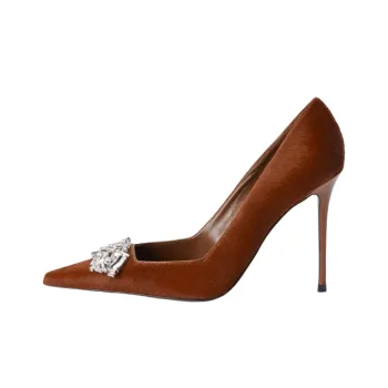 Giuseppe Zanotti/GZ Raquel Crystal Slim Heel High Heels 10.5cm Women's Brown