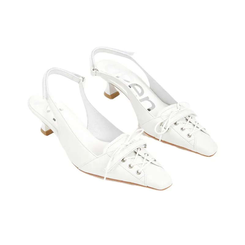 Open Yy Spool Heel High Heels Women's White-3