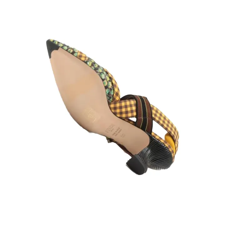 FENDI Colibri Block Heel High Heels Women's Yellow-4