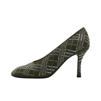 Burberry Crystal Check Slim Heel High Heels 8.5cm Women's Lake Green