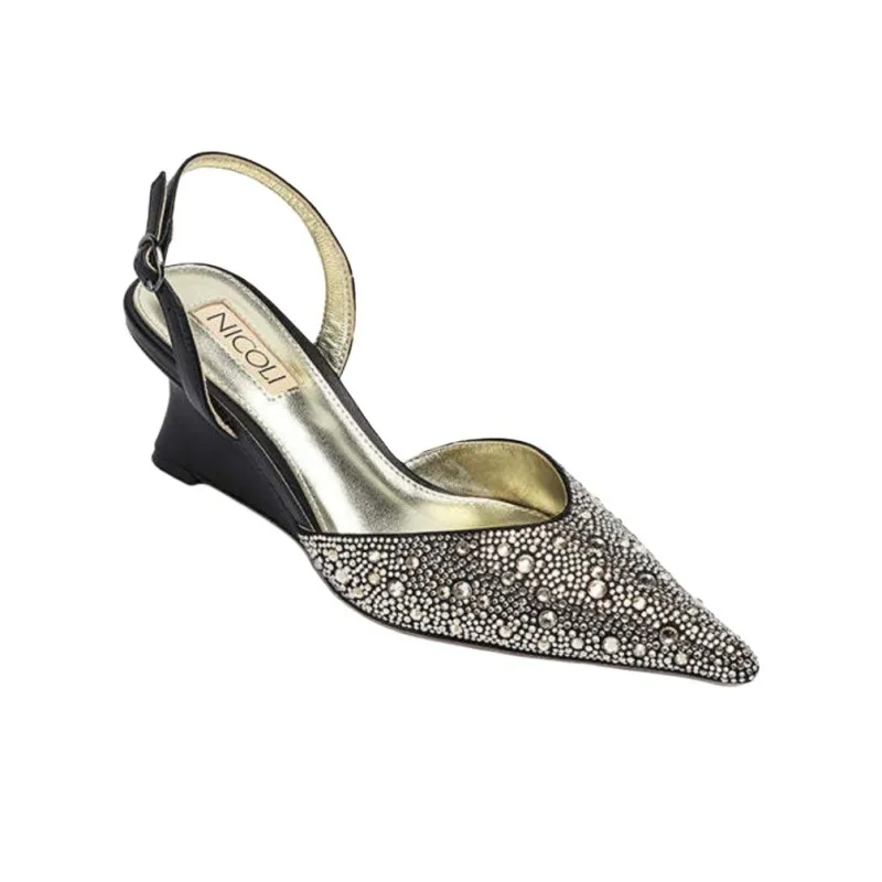 NICOLI Oriana Wedge Heel High Heels 7cm Women's Black-2