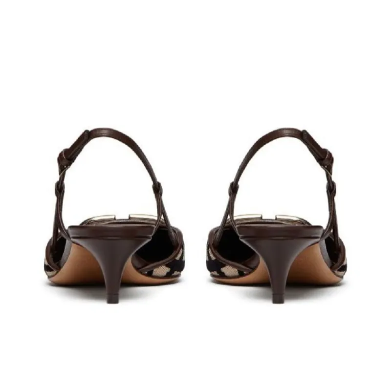 Valentino Cone Heel High Heels Women's Beige Brown-4