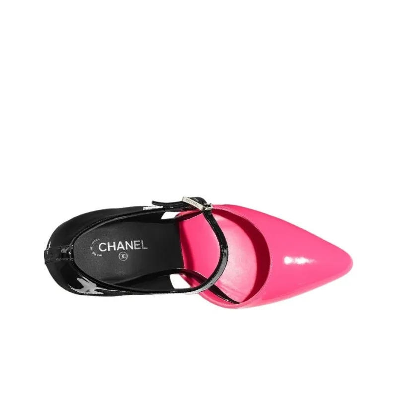 CHANEL Irregular Heel High Heels Women's Pink Black-4