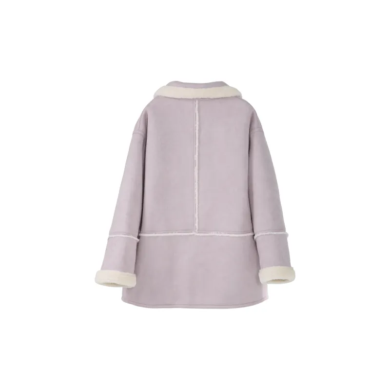 Fstudio Korean-Style Fall And Winter Petite Mid-Length Coat Women's Purple-1