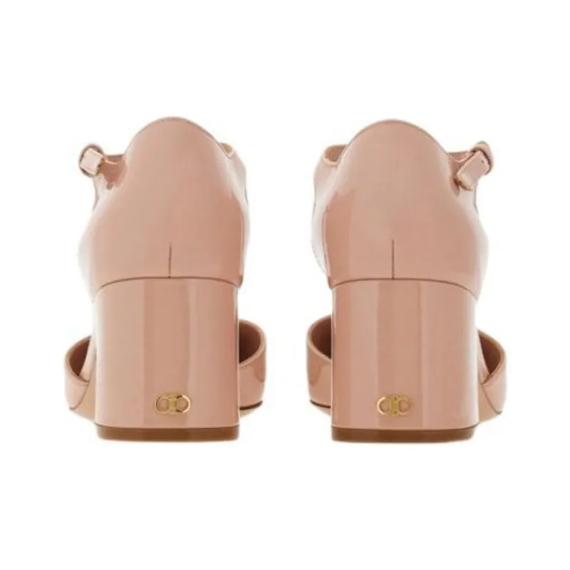 FERRAGAMO Block Heel High Heels 6cm Women's Pink-4