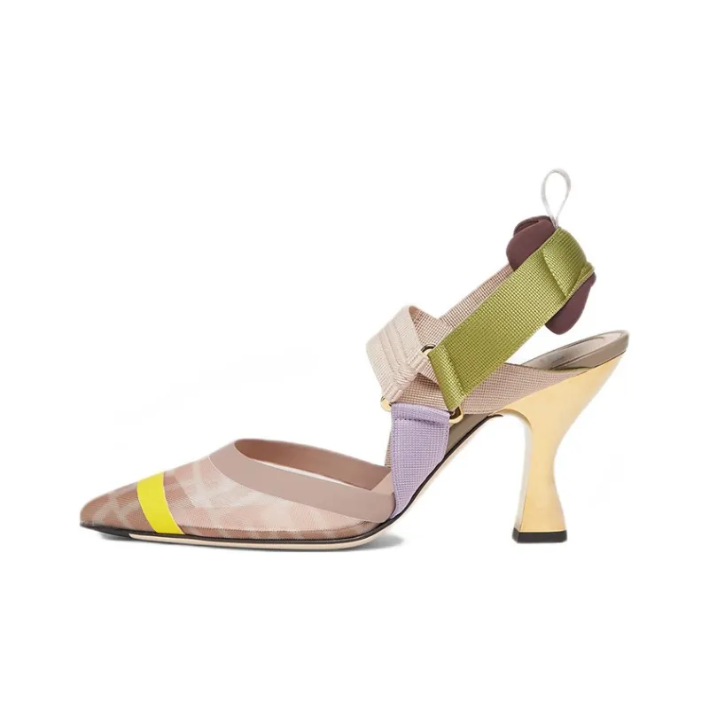 FENDI Colibri Slim Heel High Heels Women's Pink Green-0