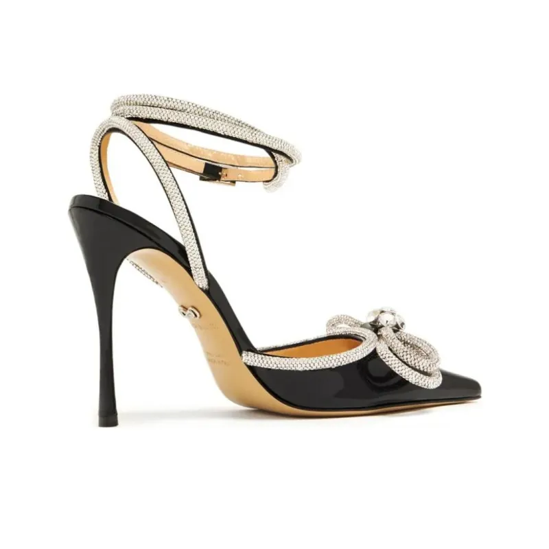 MACH & MACH Double Bow 110mm Patent finish Leather Pumps-3