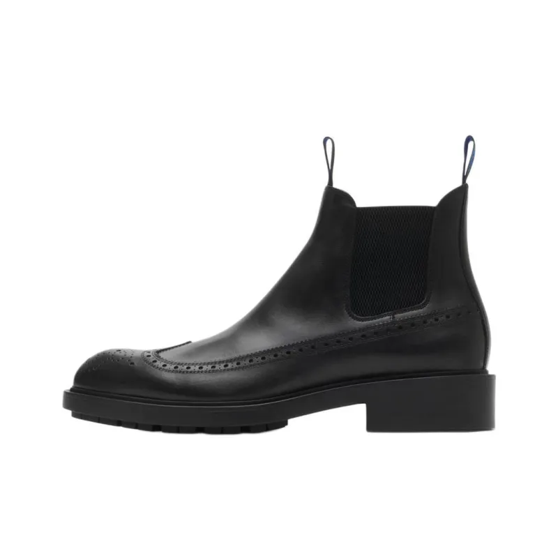 Burberry Loch Ankle Length Chelsea Boots Men's Black-0
