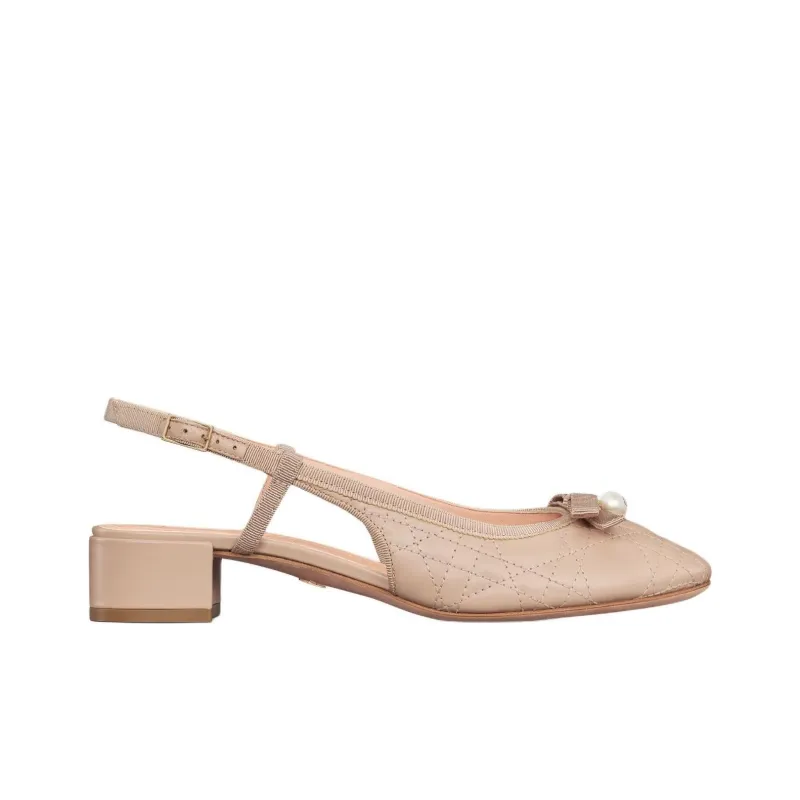 DIOR Ballet Chunky Heel High Heels Women's Apricot-1