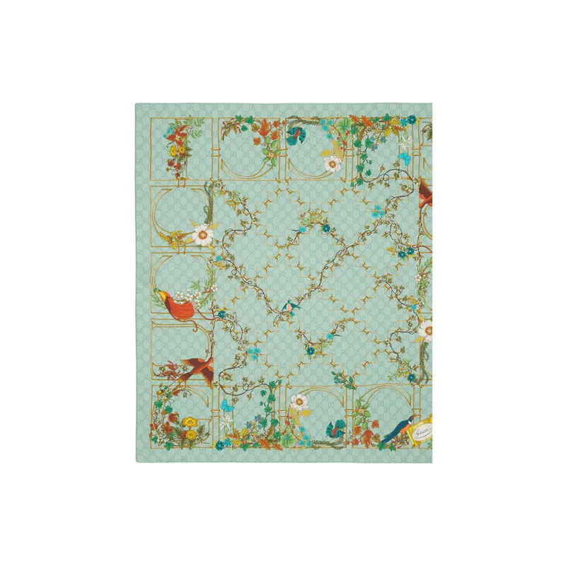 GUCCI Silk Scarves Unisex Green/Multicolor-2