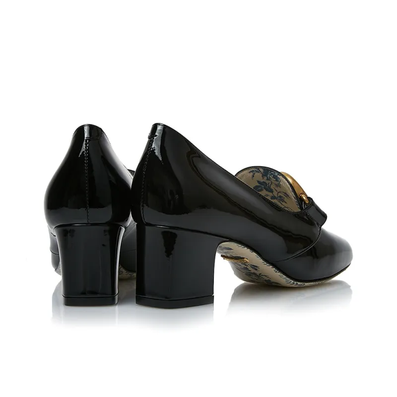 GUCCI Block Heel High Heels 5cm Women's Black-4