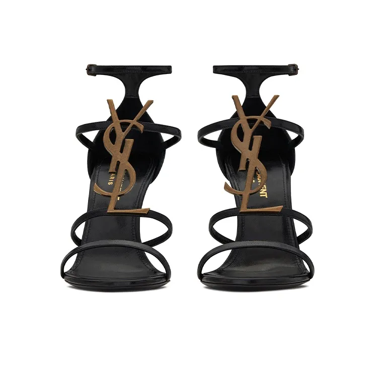 SAINT LAURENT Cassandra Sandal Heels Black Leather Women's-3