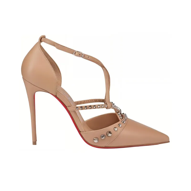 CL Tatooshka Slim Heel High Heels 10cm Women's Nude-1