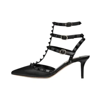 Valentino Rockstud Slim Heel High Heel Sandal 6.5cm Women's Black