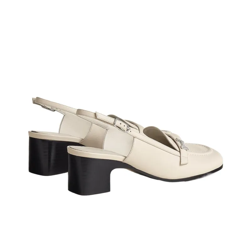 HERMES Infinie Chunky Heel High Heels 3cm Women's Ecru-3