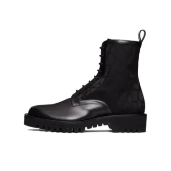 Valentino Toile Iconographe Round Toe Combat Boots
