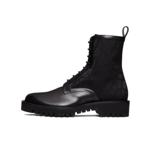 Valentino Toile Iconographe Round Toe Combat Boots