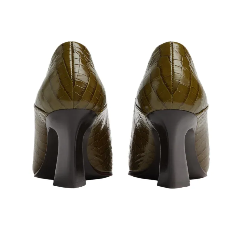 Bottega Veneta Lewis Irregular Heel High Heels 7.5cm Women's Olive Green-4
