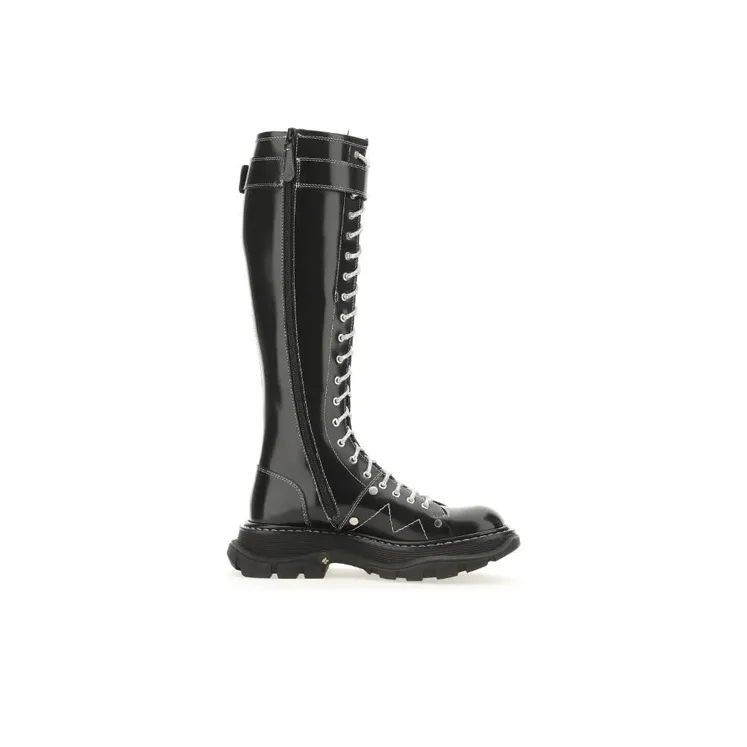 Alexander McQueen Buckle Detailed Lace Up Boots 'Black' Women's-1