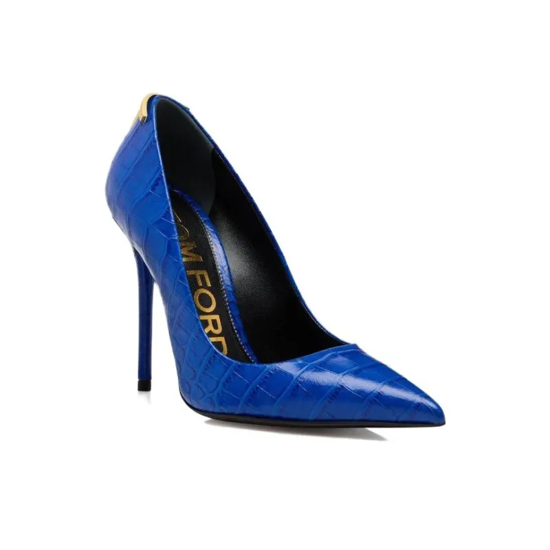 TF Slim Heel High Heels 10.5cm Women's Blue-2