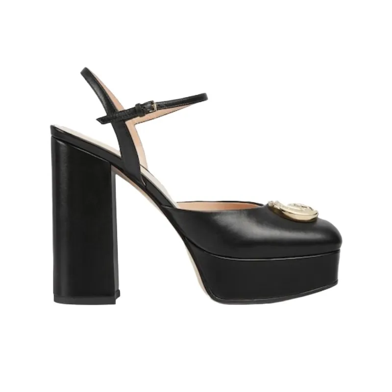 GUCCI Chunky Heel High Heels 11.5cm Women's Black-1