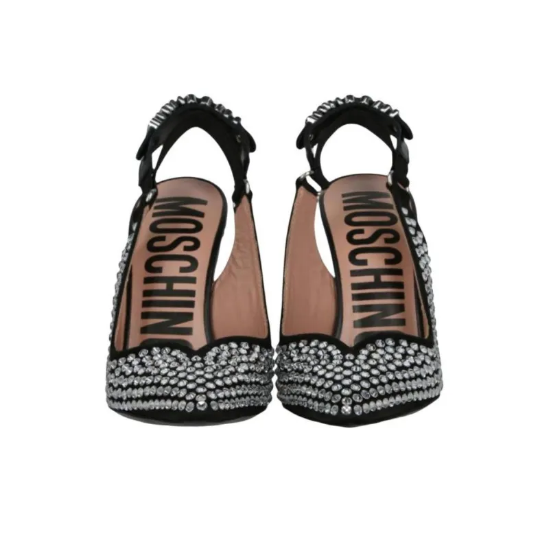 MOSCHINO Slim Heel High Heels 10cm Women's Black-6