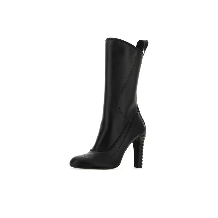 FENDI Tronchetto Nappa Knee-high Boots Women's Black-2