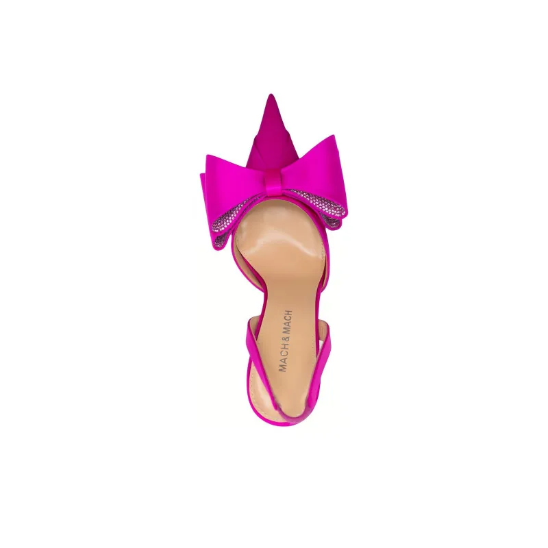 MACH & MACH Le Cadeau 110mm Satin Slingback Pumps-3
