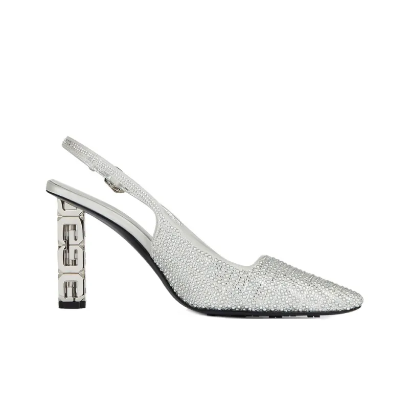 Givenchy G Cube Chunky Heel High Heels 8.4cm Women's Silver-1
