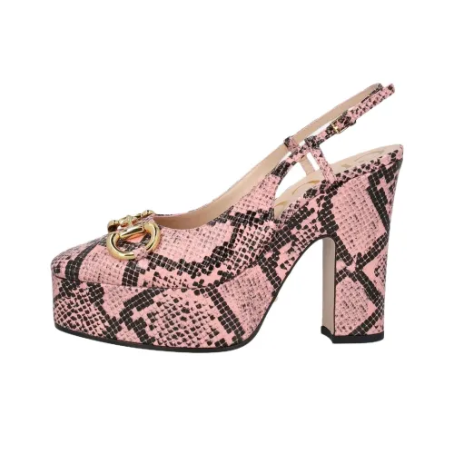 GUCCI Chunky Heel High Heels 3.5cm Women's Pink