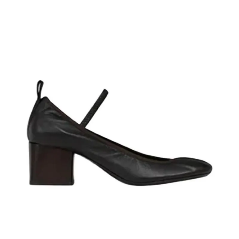 Lemaire Square Ballerina Block Heel High Heels 5.5cm Women's Black-1