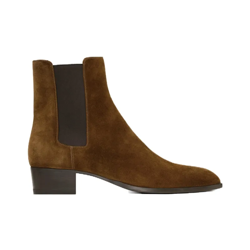 SAINT LAURENT Wyatt Round Toe Ankle Boots-1