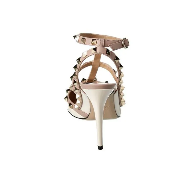 Valentino Rockstud Slim Heel High Heels Women's Light Pink-4