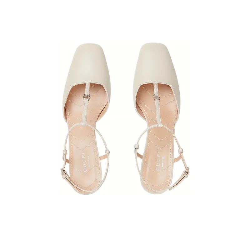 GUCCI PETITE GG Chunky Heel High Heels 5.3cm Women's White-2