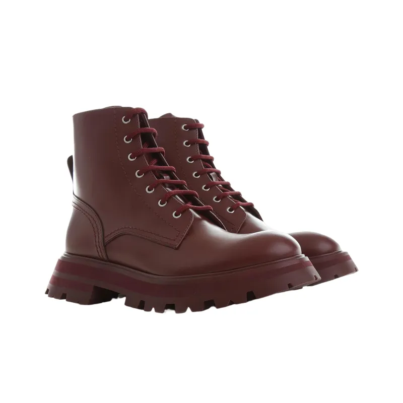Alexander McQueen Wander Fashion Ankle Boots Women's Burgundy-2