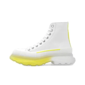 Alexander McQueen Tread Slick Lace Up Boot Leather White Lichen Yellow Gradient Women's