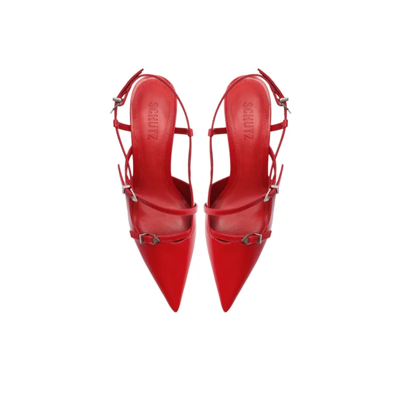 Schutz Stacy Slim Heel High Heels 6.3cm Women's Red-4