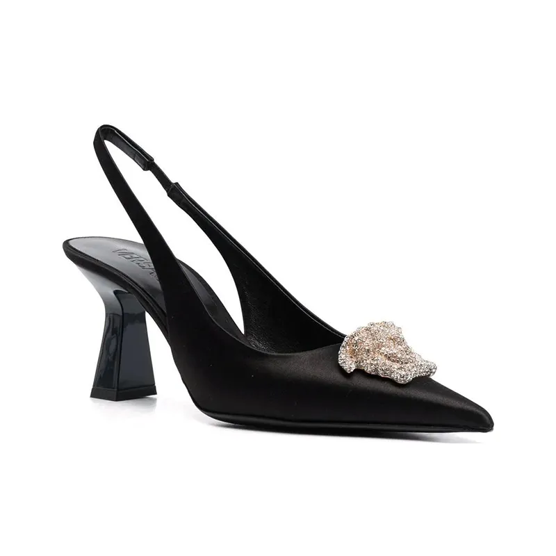 FANSIZHE Medusa Chunky Heel High Heels Women's Black-1